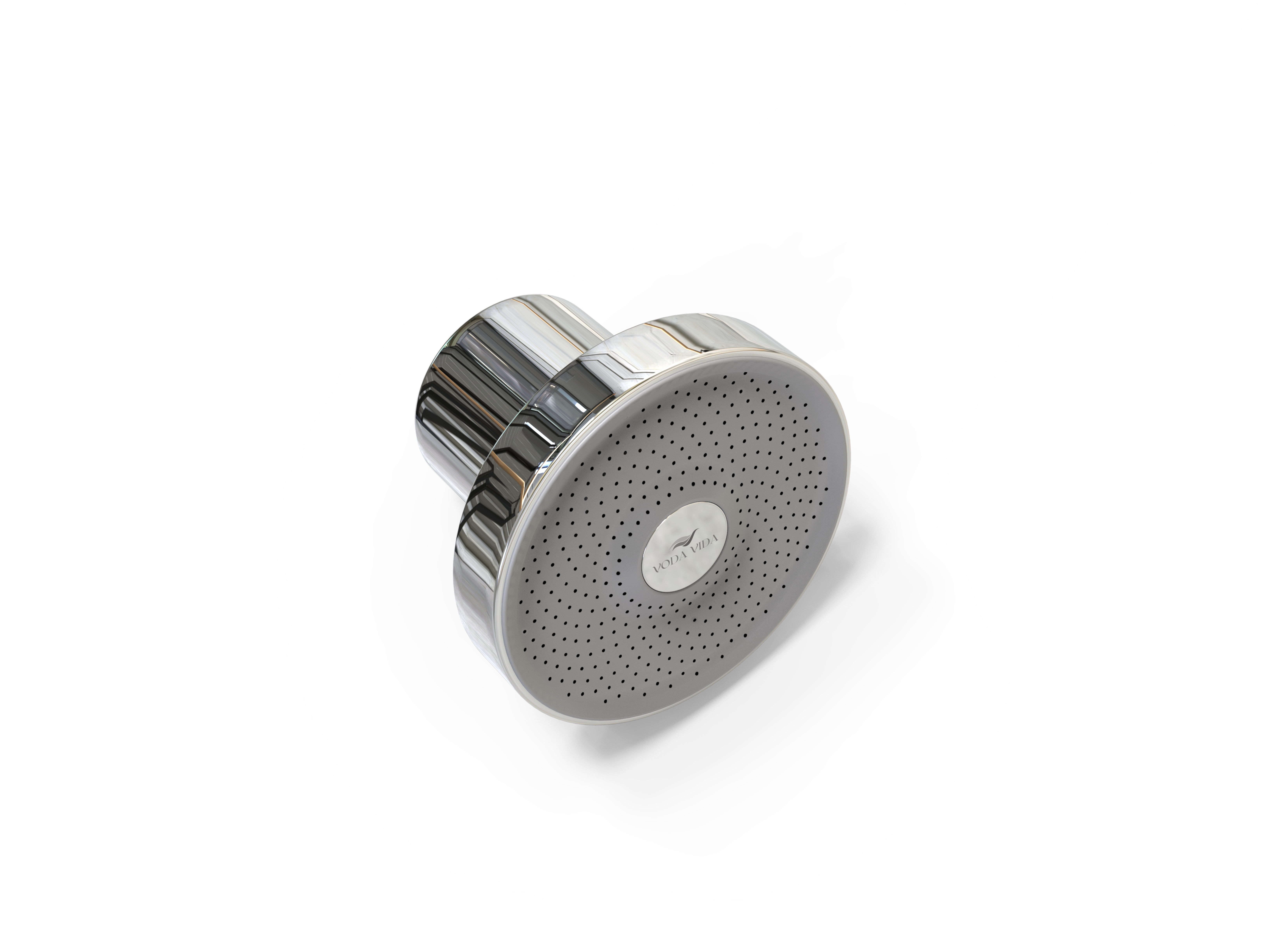 15-stage filtered showerhead in chrome finish, designed for hard water and chlorine removal